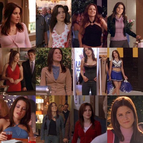 creds to @thechairdiaries on twt Serena Mtv Downtown Outfit, Flare Tights Outfit, One Tree Hill Outfits Brooke Davis, Serena Mtv Downtown Halloween, Broke Davis, Brooke Davis Outfits Season 1, Brooke Davis Season 9 Hair, Brooke Davis Outfits, Peyton Core