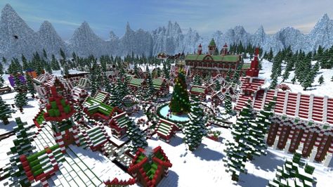 Christmas City, Map Minecraft, Bangunan Minecraft, Minecraft House Plans, Minecraft Christmas, Christmas World, Minecraft Plans, Amazing Minecraft, Minecraft Construction