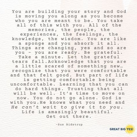 Sue Bidstrup| YES! Coach on Instagram: "Get out there. ✨ I found this in a blog post I wrote years. It still stands. It works for any new beginning. There is always a new beginning around the corner. Whatever you are beginning today, be encouraged. Whether it’s just the new week, the new day, a new job, a new school year. Or maybe you are moving, joining a new group, finally starting a project you’ve dreamed about, or embarking on a healthier lifestyle. Life is a long series of beginnings and Nervous About New Job, Quotes About Starting A New Job, Starting A New Job Quotes Motivation, Starting Over Quotes Life New Beginnings, Starting A New Job Quotes, New Beginning Quotes Work, First Day New Job, Religous Quotes, Starting Over Quotes