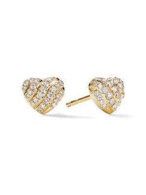 Heart Stud Earrings, Heart Studs, Heart Earrings Studs, David Yurman, Diamond Heart, Diamond Earrings Studs, Diamond Studs, Pave Diamonds, Accessories Earrings