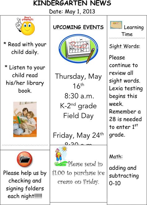 Kindergarten Newsletter Template 2 Newsletter Kindergarten, News Letters, Kindergarten Newsletter, Weekly Newsletter Template, Newsletter Ideas, Newsletter Template, Learning Time, Kindergarten Class, Christian Bible Quotes