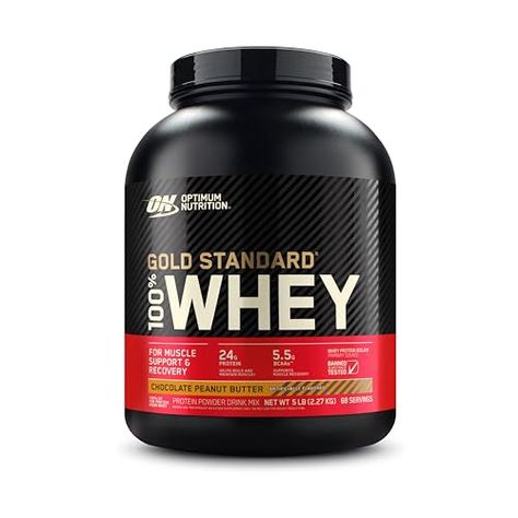 Optimum Nutrition Gold Standard 100% Whey Protein Powder, Chocolate Peanut Butter, 5 Pound (Pack of 1) Gold Standard Whey Protein, Gold Standard Whey, 100 Whey Protein, Whey Protein Powder, Optimum Nutrition, Healthy Food Ideas, 5 Pounds, Whey Protein, Chocolate Peanut Butter