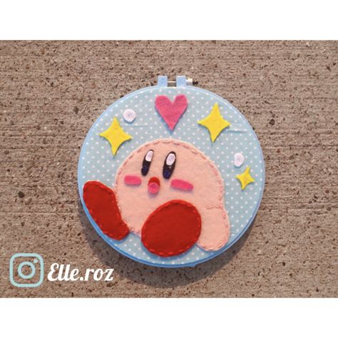 Kirby fiber art, Kirby theme embroidery art. Hoop art!!!! Acnh Embroidery, Kirby Crafts, Kirby Embroidery, Patches Ideas, Tea Culture, Yarn Thread, Fabric Yarn, Love Sewing, Craft Time