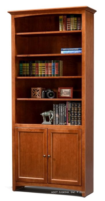 Alder Wood McKenzie Bookcase With Doors Antique Cherry 84h - 14 Stain & Paint Options Doors Vintage, Cherry Wood Furniture, Bookcase With Doors, Redwood City California, Plywood Siding, Bookcase Door, Diy Halloween Decor, Solid Wood Shelves, Dovetail Joinery