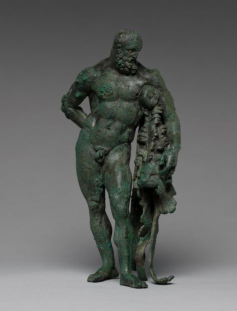 Statuette of Herakles. Roman Empire, Date: 40 - 70. Bronze with silver-inlaid eyes. 15.2 cm (6 in.). I Getty Museum Ancient Greek Sculpture, Classic Sculpture, J Paul Getty, Greek Statues, Empire Romain, Roman Sculpture, Classical Antiquity, Art Of Man, Greek Sculpture