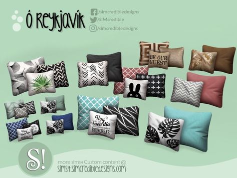 SIMcredible!'s Oh Reykjavik 5 cushions Sims Furniture, Sims 4 Cc Kids Clothing, The Sims 4 Pc, Sims 4 Bedroom, Sims 4 Clutter, Sims 4 Game Mods, Sims 4 Expansions, Tumblr Sims 4, Casas The Sims 4