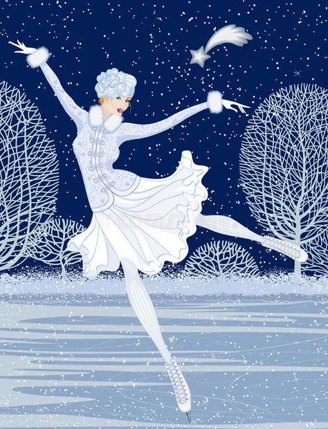 Christmas card with skater stock vector. Illustration of girl - 27459317 Skater Art, Christmas Skating, Illustration Kunst, Art Et Illustration, Winter Pictures, Winter Art, Art And Illustration, Painting Supplies, Christmas Art