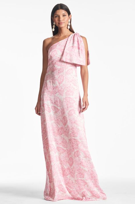 Mother Dresses, Social Dresses, Damask Rose, One Shoulder Gown, Mob Dresses, Maxi Dress Formal, Pink Maxi Dress, Luxury Dress, Rose Print