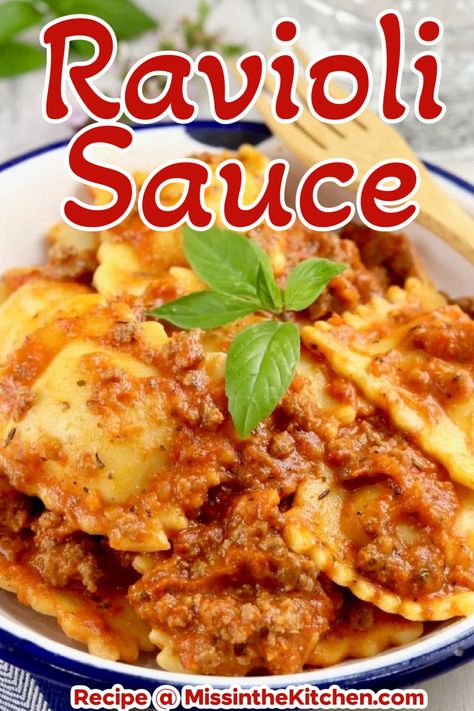 Easy Ravioli Sauce, Frozen Ravioli Recipes, Ravioli Sauce Recipe, Easy Ravioli, Ravioli Recipes, How To Make Ravioli, Ravioli Sauce, Ground Beef Recipe, Easy Ground Beef