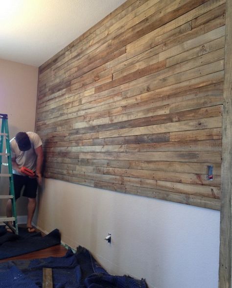 Pallet Wall Project | The Owner-Builder Network Diy Pallet Wall, Pallet Wall, Creation Deco, Hus Inspiration, Pallet Projects, Pallet Furniture, My New Room, Pallet Diy, Wood Pallets