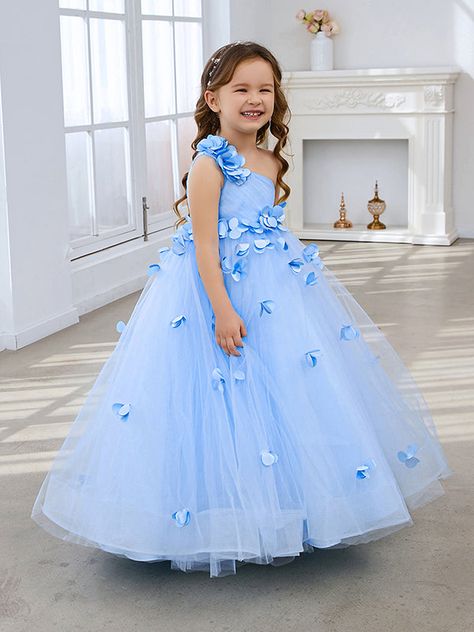 Buy Flower Girl Dresses Online | LalaMira Girls Birthday Dresses, Flower Girl Dresses Floor Length, Flower Girl Dresses Champagne, Satin Flower Girl Dress, Princess Flower Girl Dresses, Girls Special Occasion Dresses, Ball Gowns Princess, Tulle Flower Girl, First Communion Dresses