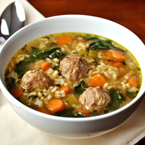 Italian Wedding Soup Recipe Chicken Meatball Italian Wedding Soup, Classic Italian Wedding Soup, Pork Rub Recipe, Bread Salad Recipe, Wedding Soup Recipe, Italian Wedding Soup Recipe, Tender Meatballs, Tomato Bread, Wedding Soup