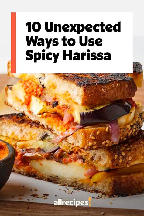 10 Unexpected Ways to Use Spicy Harissa | "You don't need much harissa to make a major flavor impact. Featuring hot chile peppers, garlic, and spices, this spicy sauce is just pure concentrated flavor. We love harissa in all the familiar places, like North African stews, tagines, sauces, and marinades. But sometimes we like to let harissa step out." #dinnerideas #dinnerrecipes #familydinnerideas #supper #supperideas Harissa Sauce Uses, How To Use Harissa Paste, Harissa Paste Uses, Vegetarian Harissa Recipes, Harissa Recipes Dishes, Harissa Recipes Vegan, Harissa Seasoning Recipes, Recipes Using Harissa Paste, Harissa Uses