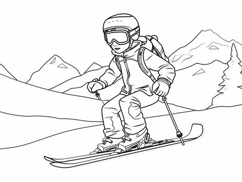 illustration of Color and enjoy winter sports Winter Sports Coloring Pages, Sports Coloring Pages, Mandala Turtle, People Coloring Pages, Free Kids Coloring Pages, Preschool Writing, Enjoy Winter, School Activity, Winter Sport