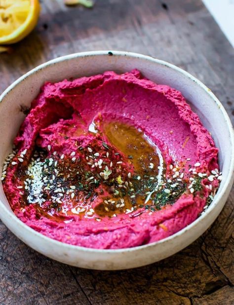 Quick Beetroot Hummus (Barbie Hummus) - Pretty. Simple. Sweet. Beetroot Hummus Recipe, Beet Hummus Recipe, Beetroot Hummus, Fresh Beets, Beet Hummus, Vegan Dip, Beetroot Dip, Hummus Recipe, Yummy Dips