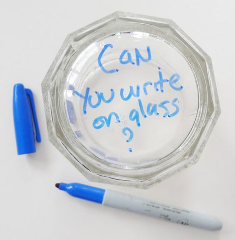 Can you write on glass with a Sharpie? (Obvs yes, but you can also then erase it easily- good to know!) Sharpie Glass, Glass White Board, Diy Whiteboard, Write On Glass, Whiteboard Paint, Glass Top Desk, Expo Marker, Sharpie Pens, Whiteboard Marker