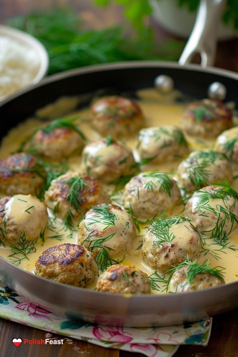 This recipe for traditional Polish meatballs - klopsiki is perfect for any occasion. Enjoy them with potatoes for a comforting and satisfying meal. Polish Meatballs And Gravy, Traditional Polish Christmas Food, Polish Casserole Recipe, Polish Christmas Recipes, Authentic Polish Recipes, Polish Dinner Recipes, Polish Meatballs, Polish Meals, Poland Recipes