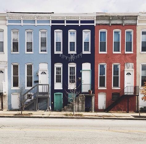 Baltimore Baltimore Maryland Houses, Baltimore House, Postcard Project, Baltimore Skyline, Paint Inspo, Row Houses, Baltimore City, City Sky, Sky View