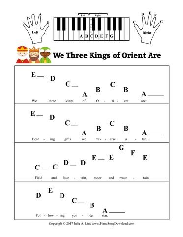 We Three Kings of Orient Are: Pre-Staff with letters Christmas sheet music for beginning piano students. Piano Sheet Music Beginners, Piano Music With Letters, Beginning Piano, Christmas Piano Sheet Music, Piano Songs Sheet Music, Sheet Music With Letters, Piano Songs For Beginners, Piano Sheet Music Letters, Beginner Piano Music