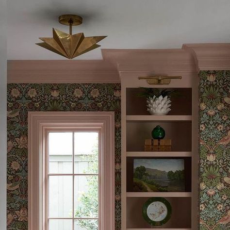 William Morris Feature Wall, Morris And Co Strawberry Thief, William Morris Strawberry Thief Curtains, William Morris Blackthorn Wallpaper, William Morris Dining Room, William Morris Bedroom, Strawberry Thief Wallpaper, William Morris Interior, Terracotta Living Room