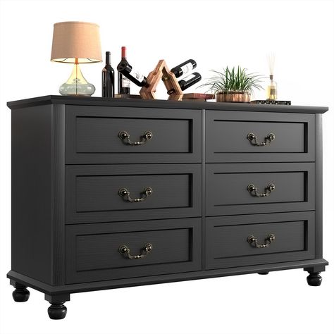 PRICES MAY VARY. 【CHIC DESIGN】: With elegant frame-paneling design, sleek white finish, brass nickel handle and stylized solid wood legs, TVU vintage 6 Double Drawers Dresser easily adapts to your home style, making your room more fashionable and brighter 【AMPLE STORAGE SPACE】: Dimension: 47.7''W×15.8''D×31.5''H. 6 double drawers dresser provides enough space for organizing your clothes, books, toys, decorations and other essentials. The spacious top is suitable for your TV, lamps, glasses, phot Dressers Bedroom, 50s Dresser, Vintage Dresser Makeover, Modern Chest Of Drawers, Diy Dresser, Dresser Makeover, Elegant Frame, Vintage Dressers, 6 Drawer Dresser