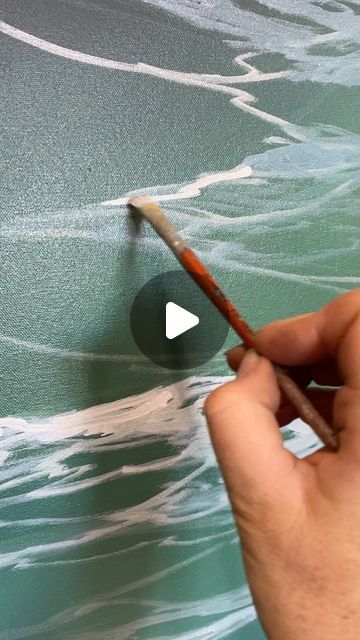 How To Paint Water Step By Step, Ocean Wave Painting Acrylic Easy, Painting A Beach Scene, Painting Waves Acrylic, Wave Painting Tutorial, Ocean Painting Tutorial, Mermaid Art Painting, How To Paint Waves, Ocean Painting Acrylic