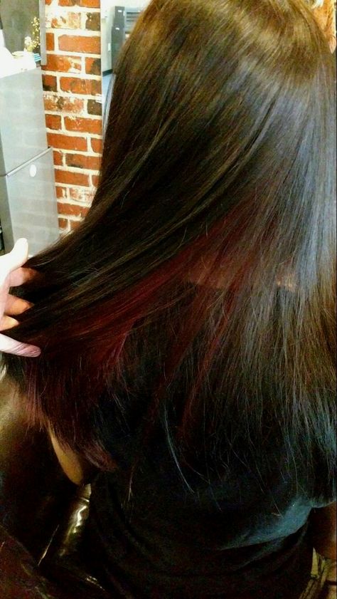 Black Hair With Dark Red Underneath, Brown Hair With Dark Red Underneath, Brown With Red Underneath, Dark Red Underneath Hair, Dark Brown Hair With Red Underneath, Burgundy Underneath Hair, Brown Hair With Red Underneath, Red Underneath Hair, Burgundy Highlights On Brown Hair