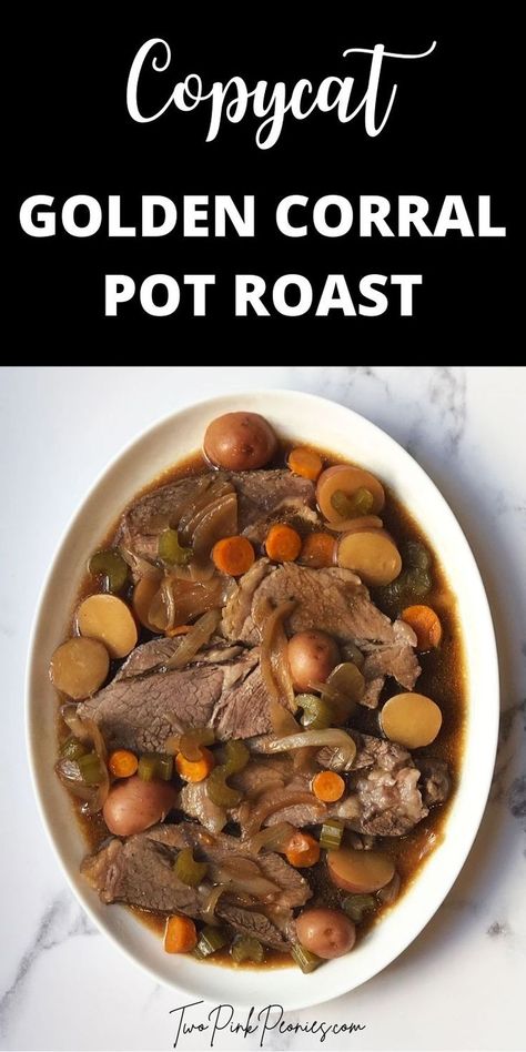 Copycat Golden Corral Pot Roast Pot Roast Easy, Golden Corral, Pot Roast Crock Pot Recipes, Pot Roast Recipe, Beef Pot Roast, Brown Gravy, Copycat Restaurant Recipes, Roast Recipe, Pot Roast Recipes