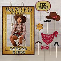 Check this out! Wanted Photo Booth, Cowboy Birthday Party Decorations, Cowboy Party Decorations, Selfie Photo Booth, Western Party Decorations, Cowboy Themed Birthday Party, Selfie Props, Diy Western, Cowboy Theme Party