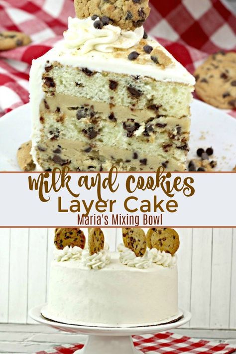 Cake With Cookie Dough, Filling Desserts, Cookie Dough Filling, Slice Of Cake, Vanilla Cake Recipe, Milk And Cookies, Milk Cookies, Vanilla Frosting, Pumpkin Cake