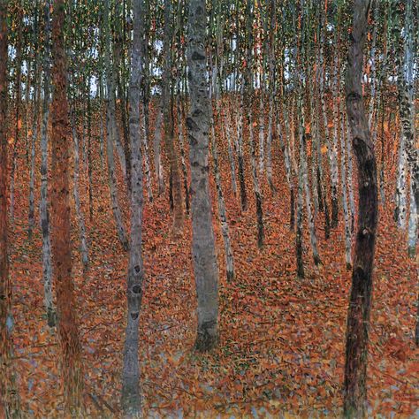 Explore the Unknown World of Klimt's Landscapes Beech Trees, Gustav Klimt Art, Favorite Paintings, Klimt Art, Popular Paintings, Birch Forest, Golden Painting, Tree Canvas, Autumn Painting