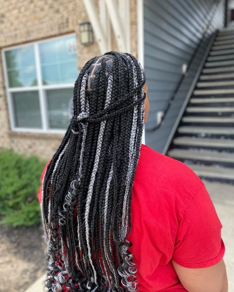 Knotless with grey highlights 😍😍 #braids #knotlessbraids #summerbraids #braider #bohoknotlessbraids #braidideas #braidtutorial #boxbraids #kidsbraids #trendingbraids #braidstyles #ombrebraids #peekaboobraids #braidedbaldhead #braiderspage #trending #reels #braidgang #braidlife #braidcreativity #braiddesigns #frenchcurlsbraids #jumbobraids #longbraids #shortbraids #braidsbraidsbraids Highlights Braids, Jojo Jojo, Summer Braids, Grey Highlights, Trending Reels, Jumbo Braids, Kids' Braids, Short Braids, Braid Designs