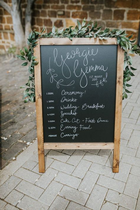 12 Month Wedding Checklist, Wedding Agenda, Wedding Order Of Events, Wedding Chalk, Order Of The Day Wedding, Pub Wedding, Macrame Wedding Backdrop, Hemel Hempstead, Wedding Chalkboard Signs