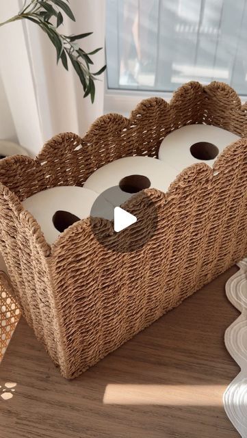 Serafina | Neutral Home Décor Inspo on Instagram: "Act surprised that it’s scalloped Seagrass 💀 the cutest toilet paper holder (…. ya I know how that sounds 🤣) for my girls’ bathroom! Which bathroom refresh content coming soon 😅

🔗 comment ‘shop’ and I’ll send it to you or it’s linked in my amazon storefront! 

#affordablehomedecor #coffeebar #coffeerecipes #smalllivingroom #boujeeonabudget #amazonhomedecor #primeday #amazonprimeday #primedaysales  #amazonfinds" Storing Toilet Paper, Amazon Home Decor, Neutral Home, Bathroom Refresh, Girls Bathroom, Amazon Prime Day, Amazon Storefront, Affordable Home Decor, Small Living Rooms