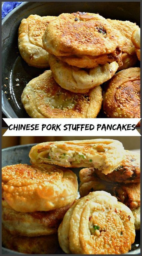 Chinese Pork Stuffed Pancakes are street food in China. These Chinese pork stuffed pancakes are great for a hand held breakfast or lunch on the go! #Chinesefood #streetfood #savorypancakes See more at This is How I Cook.com Chinese Stuffed Pancakes, Chinese Comfort Food, Hand Held Food Ideas, Chinese Dishes Traditional, Meat Pancakes, Hand Held Breakfast, Chinese Pancakes, Chinese Pancake, Stuffed Pancakes