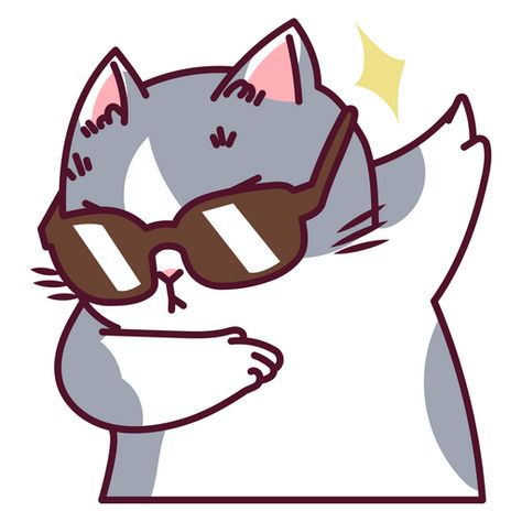 Just look at this undisturbed gray cat in cool black sunglasses. This cat rocks! You definitely should follow him this way to be also so awesome and precious. Can you imagine what would be if you add him as a Cat in Sunglasses Sticker? You have to try! Cute Fat Cats, Kawaii Cat Drawing, Black Cat Sticker, Chibi Cat, Cat Icon, Small Canvas Art, Pinturas Disney, Cute Doodle Art, Cute Cartoon Drawings