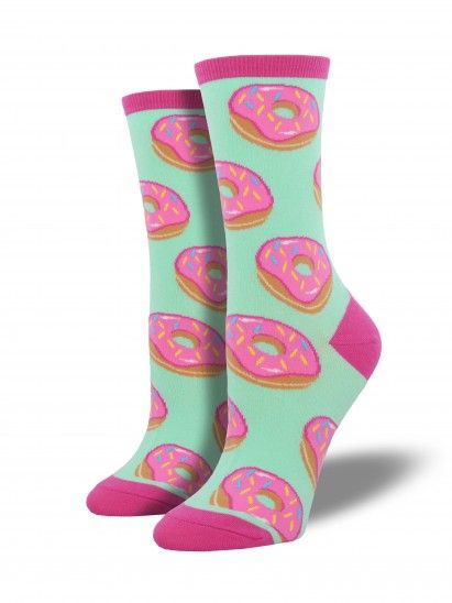 Minty Donut Socks Donut Socks, Food Socks, Donut Gifts, Sock Lovers, Pink Frosting, Women Crew Socks, Women's Socks, Crazy Socks, Next Fashion