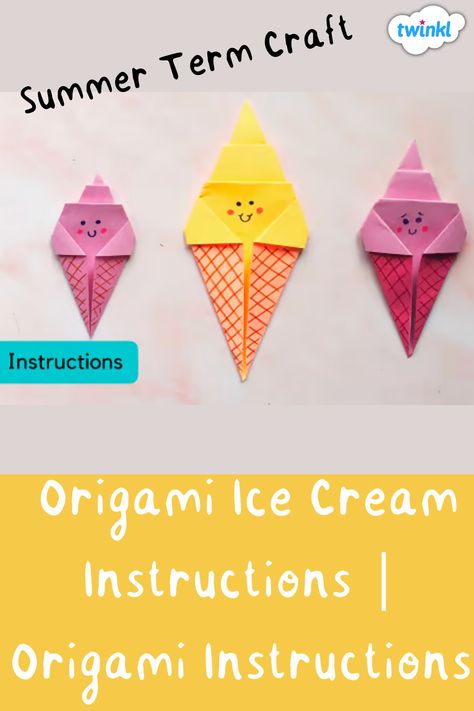 Paper Ice Cream Crafts, Ice Cream Paper Craft, Origami Ice Cream, Cool Crafts For Kids, Cool Ice Cream, Craft Ideas With Paper, Ideas With Paper, Whale Crafts, Ice Cream Crafts