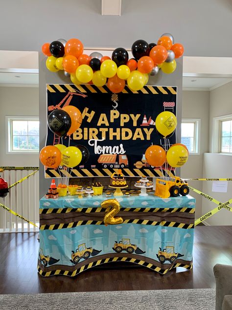 Excavator Birthday Party Decorations, Jcb Theme Birthday Decoration, Construction Backdrop Birthday, Excavator Decoration Birthday, Excavator Backdrop, Construction Birthday Party Cakes, Hello Kitty Invitation Card, Hello Kitty Invitations, 3rd Birthday Boys