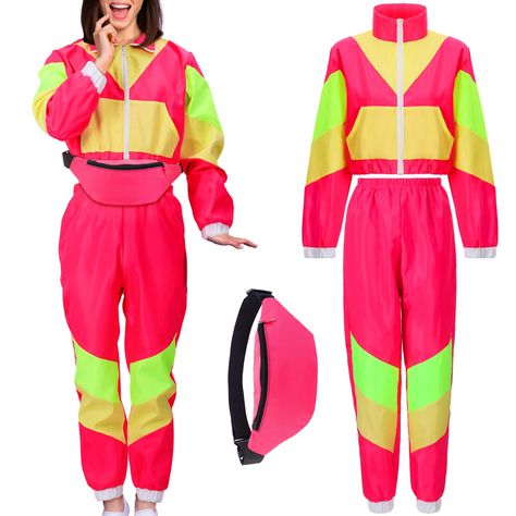 PRICES MAY VARY. Versatile and Complete 80s 90s Outfit Package: the outfit set includes 1 windbreaker jacket, 1 pair of jogger pants, and 1 fanny pack; This comprehensive package meets your needs for a 80s 90s themed party; Featuring classic patterns and an elastic rope design, this 80s tracksuit and fanny pack set also makes a practical and stylish choice for casual wear, evening outings, club wear, holidays, or daily wear Quality Material and Comfort: this 80s 90s outfit for women is crafted u 90s Tracksuit Outfit, Disco Retro Party, Retro Outfits For Women, 80s Tracksuit, 90s Themed Outfits, 90s Tracksuit, 80s Windbreaker, Windbreaker Outfit, Windbreaker Women