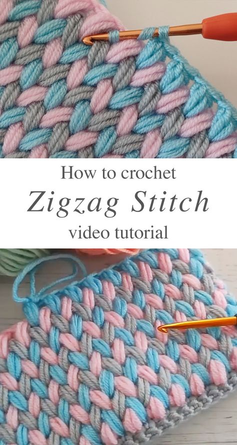 Crochet Zigzag Stitch To Use In Many Works - CrochetBeja Uncinetto Zig Zag, Clothes Tutorial, Crochet Stitches For Blankets, Crochet Stitches Free, Confection Au Crochet, Crochet Blanket Designs, Easy Crochet Stitches, Clothes Crochet, Mode Crochet