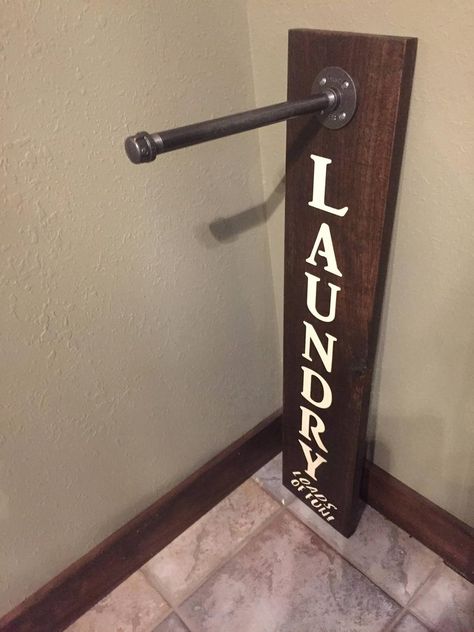 Laundry Room Functional, Scrabble Wall Decor, Laundry Hanging, Laundy Room, Rustic Laundry Rooms, Laundry Sign, Laundry Room Renovation, College Dorms, Farmhouse Laundry