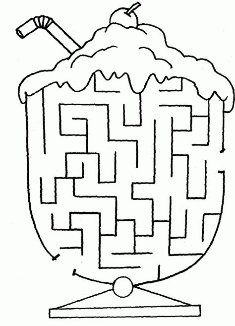 Easy Mazes. Printable Mazes for Kids. - Best Coloring Pages For Kids Mazes For Kids Printable, Ice Cream Coloring Pages, Maze Worksheet, Printable Mazes, Mazes For Kids, Ice Cream Birthday Party, Ice Cream Theme, Maze Game, Ice Cream Social