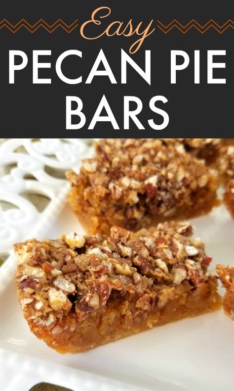 All the fabulous flavor of pecan pie in a chewy, gooey bar recipe made easy with a cake mix base. Cake Mix Crust, Easy Pecan Pie Bars, Pecan Pie Bars Easy, Easy Pecan Pie, Moist Cake Recipe, Pecan Pie Easy, Wine Cake, Pecan Bars, Fall Desserts Easy