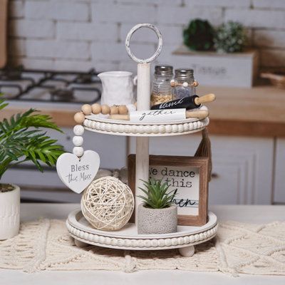 Countertop Decor Ideas, Kitchen Decor Rustic, Tiered Tray Stand, Farmhouse Table Centerpieces, Farmhouse Coffee Bar, Farmhouse Tiered Tray, Countertop Decor, Kitchen Island Decor, Kitchen Table Decor