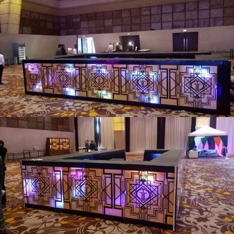 Mocktail Counter Design, Mocktail Counter, Buffet Counter, Gold Graphic Design, Catering Display, Nightclub Bar, Gatsby Theme, Wedding Hotel, Island Bar