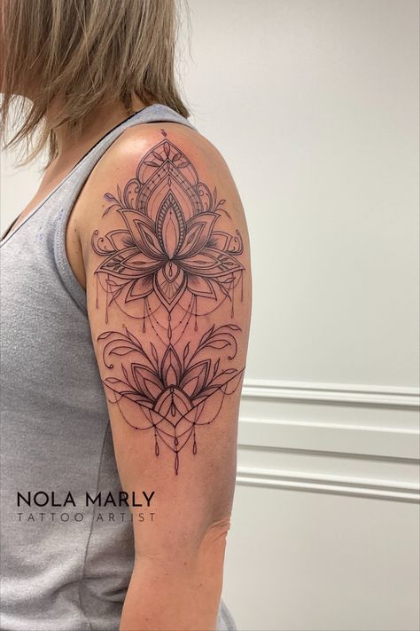 Beautiful and delicate mandala with the v cut ! Really light with a bit of soft shading Mendala Tattoo, Delicate Mandala, Soft Shading, Mandala Tattoo, V Cut, V Cuts, Tattoos