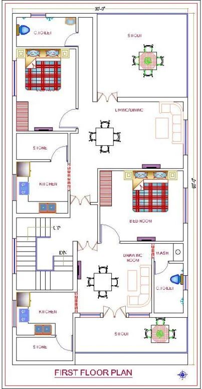 Duplex Floor Plans | Indian Duplex House Design | Duplex House Map 50x30 House Plans Layout, 30 X 60 House Plans Layout East Facing, Indian Duplex House Design, 60 House, Affordable House Design, 30x50 House Plans, Chicken Tunnels, Architecture Layout, Duplex House Plan