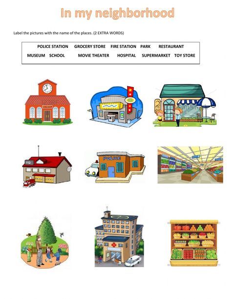 My Neighborhood Activities, Places In The Community Worksheet, Places In The Community Kindergarten, Places In My Community, Loud Soft, Neighborhood Activities, Places In The Community, Community Places, My Neighbourhood