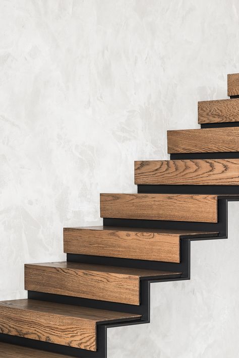 60 Impressive staircase designs Floating staircase design ideas Transitional staircase design ideas 2023 Wood And Steel Stairs, Steel Wood Stairs, Stairs Wood Modern, Modern Wood Staircase, Modern Wood Stair Railing, Solid Staircase, Wooden Staircase Ideas, Modern Stair Case, Modern Wood Stairs